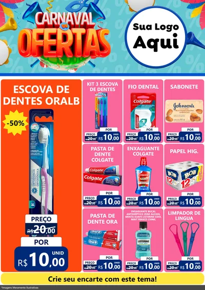 Modelo de Encarte para Encarte A4 Vertical com o tema Carnaval de Ofertas para Higiene Pessoal