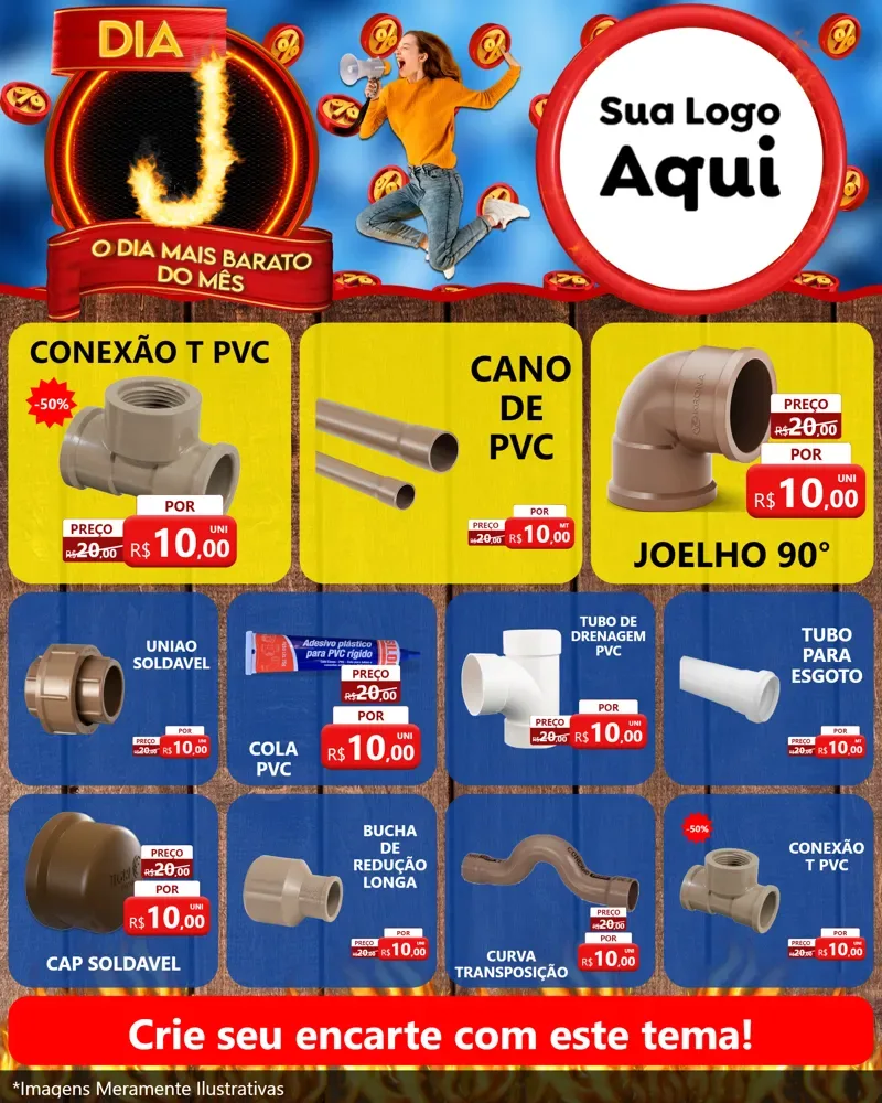 Modelo de Rede Social para Feed Instagram com o tema Dia J - O Dia Mais Barato Do Mês para Tubos e conexões