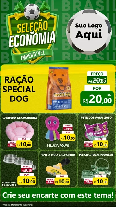 Modelo de Rede Social para Stories com o tema Seleção de Economia - Copa para Pet Shop