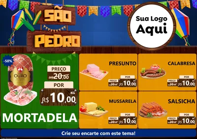 Modelo de Encarte para Encarte A4 Horizontal com o tema São Pedro para Frios e Laticínios