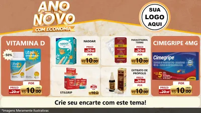 Modelo de TV para TV Horizontal com o tema Ano Novo Com Economia para Farmácia