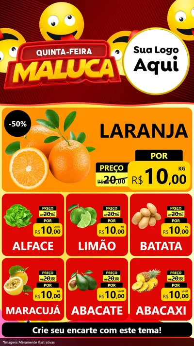 Modelo de Rede Social para Stories com o tema Quinta-feira Maluca para Hortifrúti