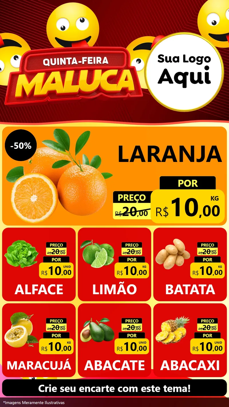 Modelo de Rede Social para Stories com o tema Quinta-feira Maluca para Hortifrúti