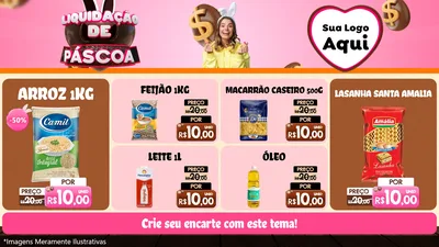 Modelo de TV para TV Horizontal com o tema Liquidação de Páscoa para Supermercado