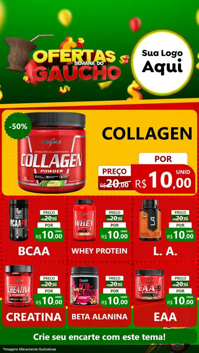 Modelo de Rede Social para Stories com o tema Ofertas Semana Do Gaúcho para Suplementos alimentares
