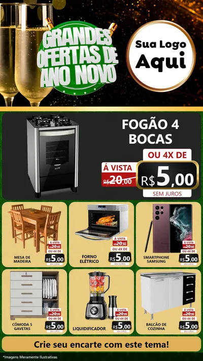 Modelo de Rede Social para Stories com o tema Grandes Ofertas de Ano Novo para Móveis e Eletro
