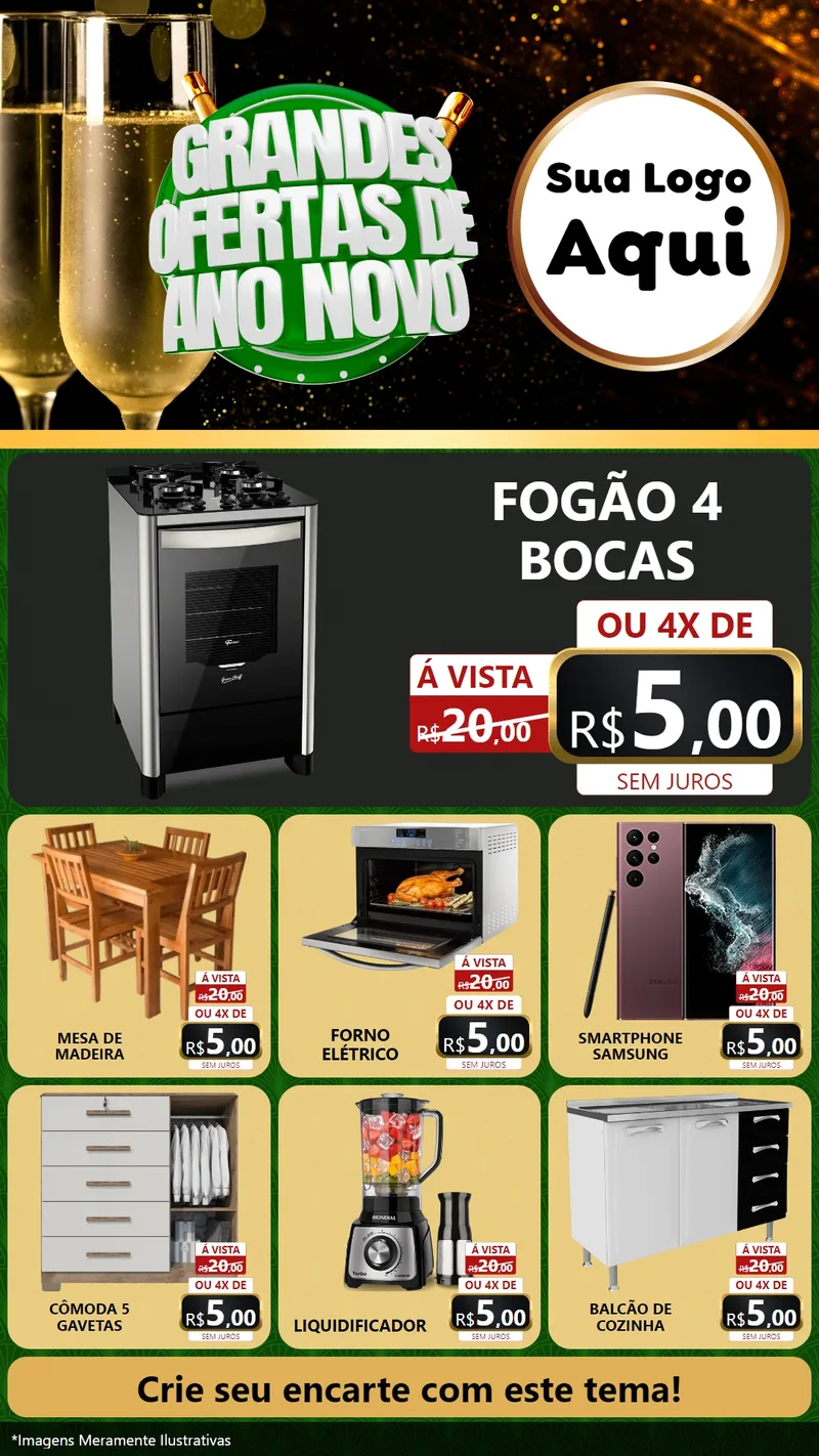 Modelo de Rede Social para Stories com o tema Grandes Ofertas de Ano Novo para Móveis e Eletro