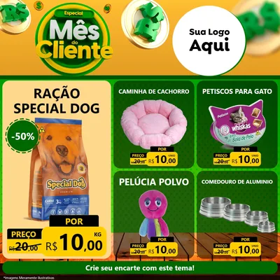 Modelo de Rede Social para Feed Facebook com o tema Especial Mês do Cliente para Pet Shop