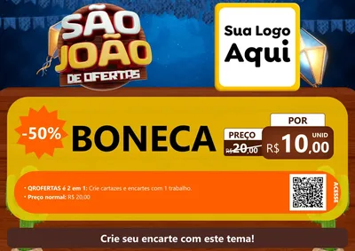 Modelo de Cartaz para Cartaz A4 Horizontal com o tema São João Ofertas Imbatíveis! - Junina para Brinquedos