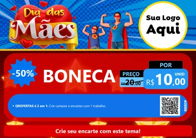 Modelo de Cartaz para Cartaz A4 Horizontal com o tema Dia das Mães para Brinquedos