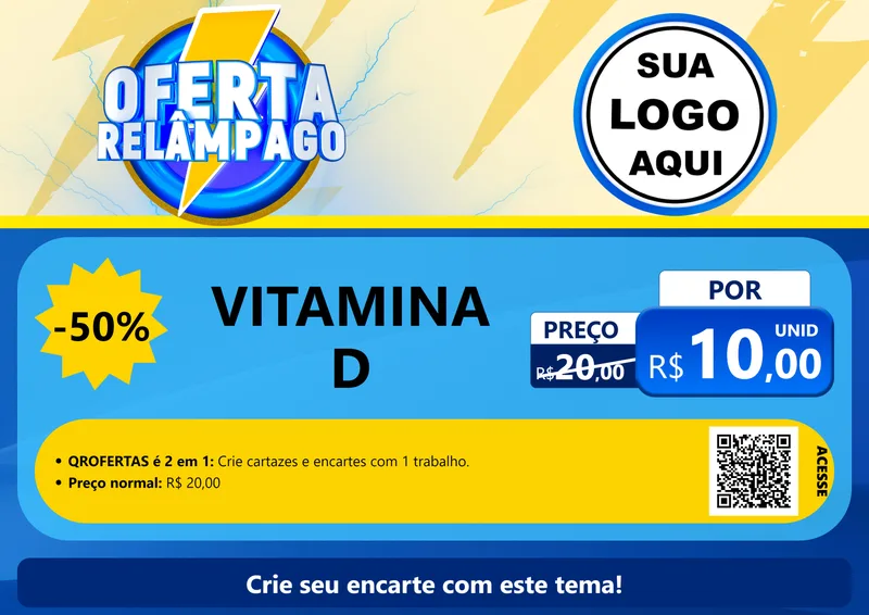 Modelo de Cartaz para Cartaz A4 Horizontal com o tema Oferta Relâmpago para Farmácia