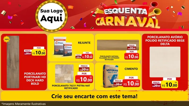 Modelo de TV para TV Horizontal com o tema Esquenta Carnaval para Pisos e revestimentos