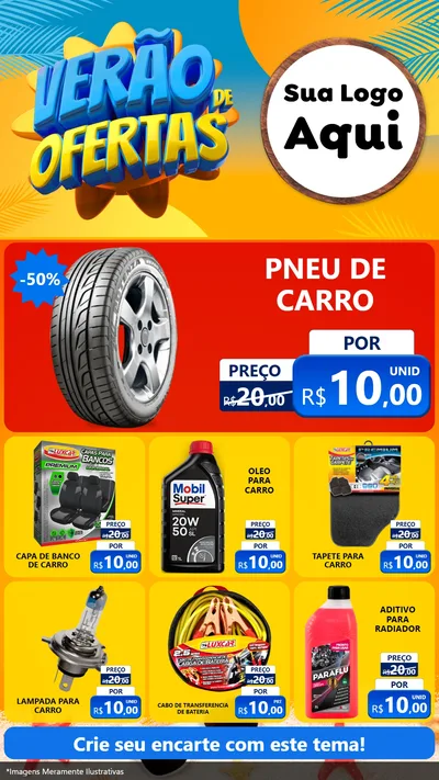 Modelo de Rede Social para Stories com o tema Verão de Ofertas para Auto peças