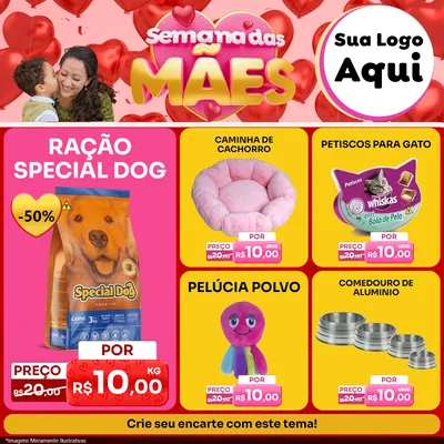 Modelo de Rede Social para Feed Facebook com o tema Semana Das Mães para Pet Shop