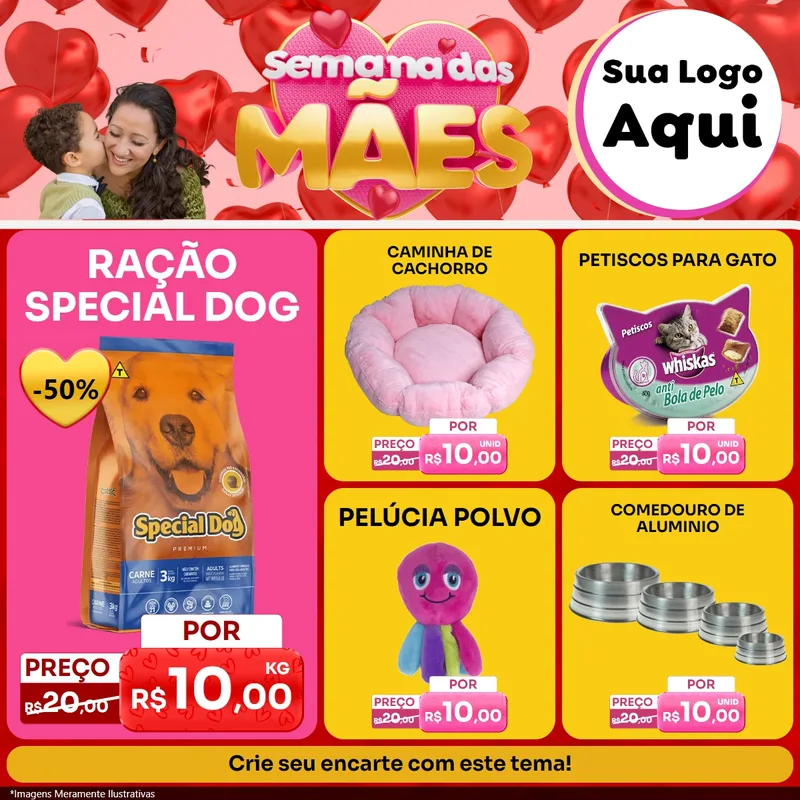 Modelo de Rede Social para Feed Facebook com o tema Semana Das Mães para Pet Shop