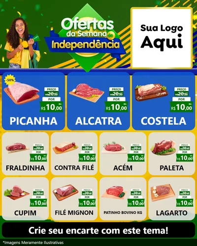 Modelo de Rede Social para Feed Instagram com o tema Ofertas da Semana da Independência para Açougue