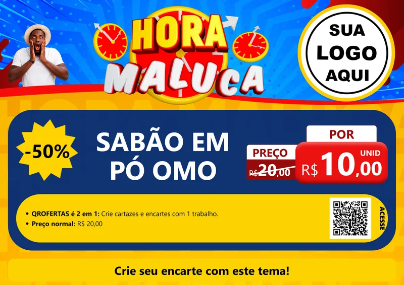 Modelo de Cartaz para Cartaz A4 Horizontal com o tema Hora Maluca para Produtos de Limpeza