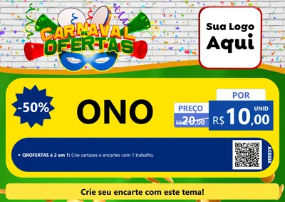 Modelo de Cartaz para Cartaz A4 Horizontal com o tema Carnaval de Ofertas para Óticas