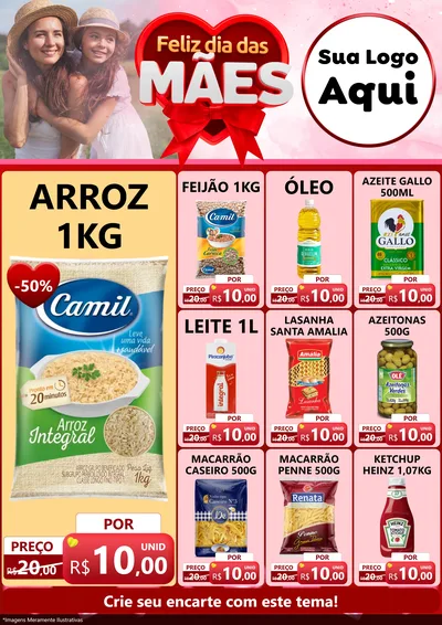 Modelo de Encarte para Encarte A4 Vertical com o tema Feliz Dia Das Mães para Supermercado