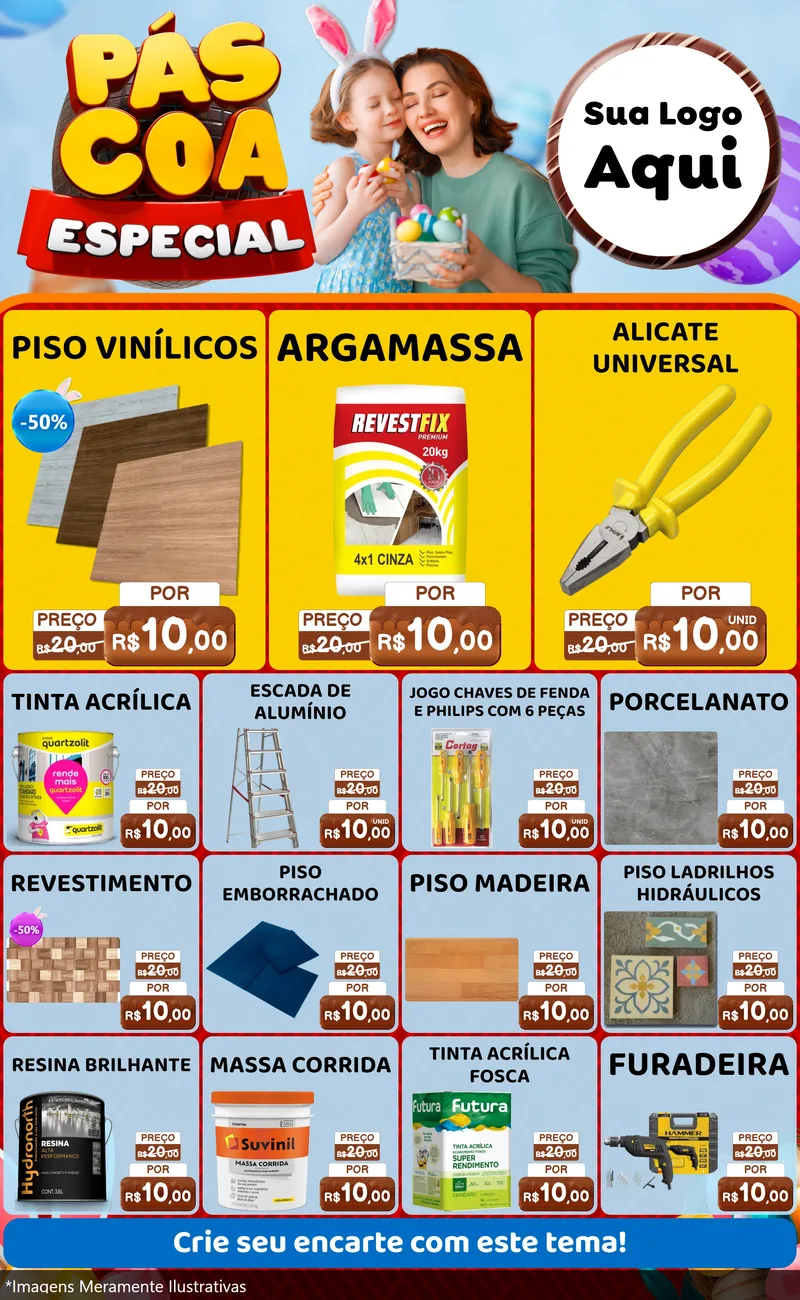 Modelo de Encarte para Encarte Grande com o tema Páscoa Especial para Material para Construção