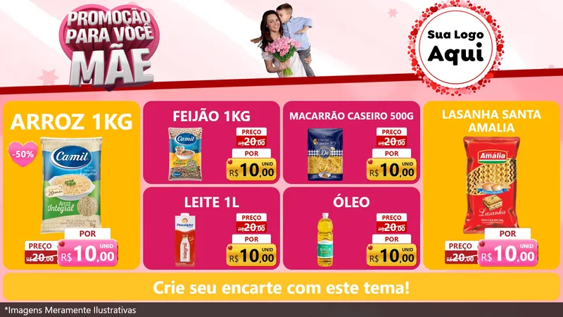 Modelo de TV para TV Horizontal com o tema Promoção Para Você Mãe para Supermercado