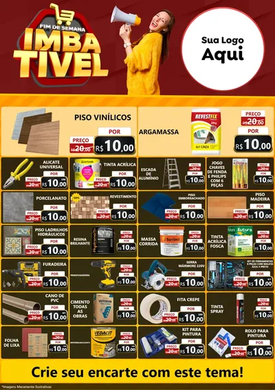 Modelo de Encarte para Encarte A4 Vertical com o tema Fim de Semana Imbatível para Material para Construção