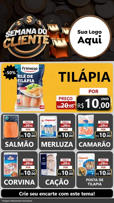 Modelo de Rede Social para Stories com o tema Semana do Cliente para Peixaria
