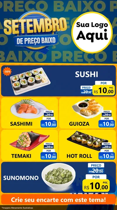 Modelo de TV para TV Vertical com o tema Setembro De Preço Baixo para Comida japonesa