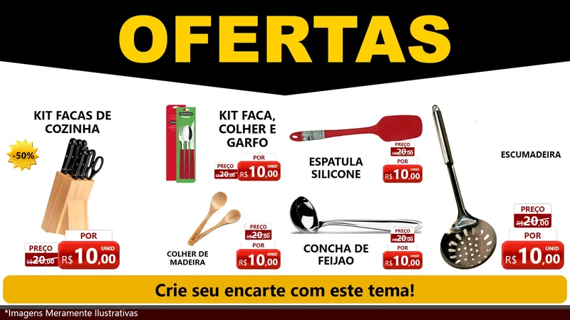 Modelo de TV para TV Horizontal com o tema Ofertas Preto e Vermelho Cartaz para Utilidades Domésticas