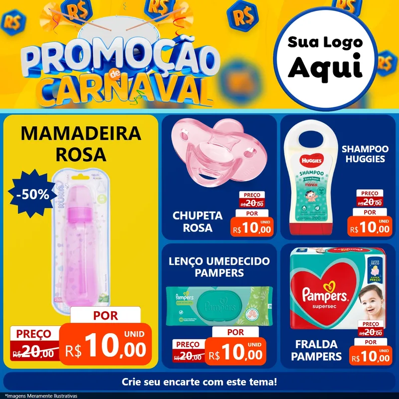Modelo de Rede Social para Feed Facebook com o tema Promoção de Carnaval para Bebês