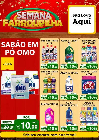 Modelo de Encarte para Encarte A4 Vertical com o tema Semana Farroupilha para Produtos de Limpeza