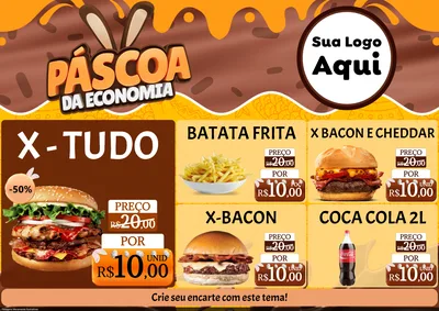 Modelo de Encarte para Encarte A4 Horizontal com o tema Páscoa da Economia para Hamburgueria