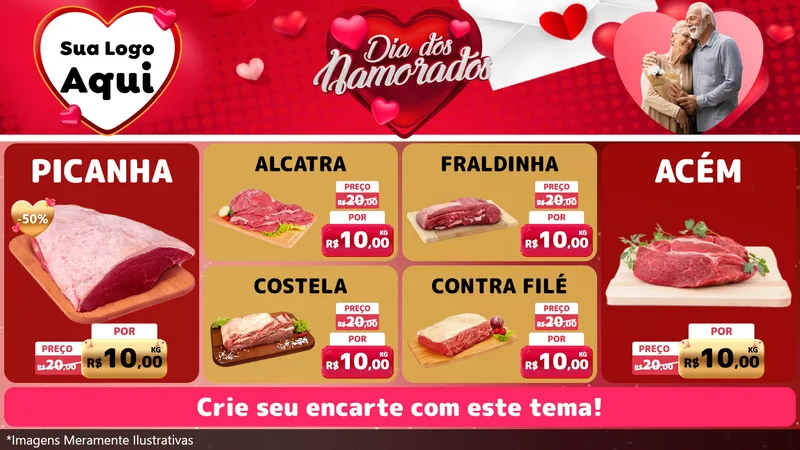 Modelo de TV para TV Horizontal com o tema Dia Dos Namorados para Açougue