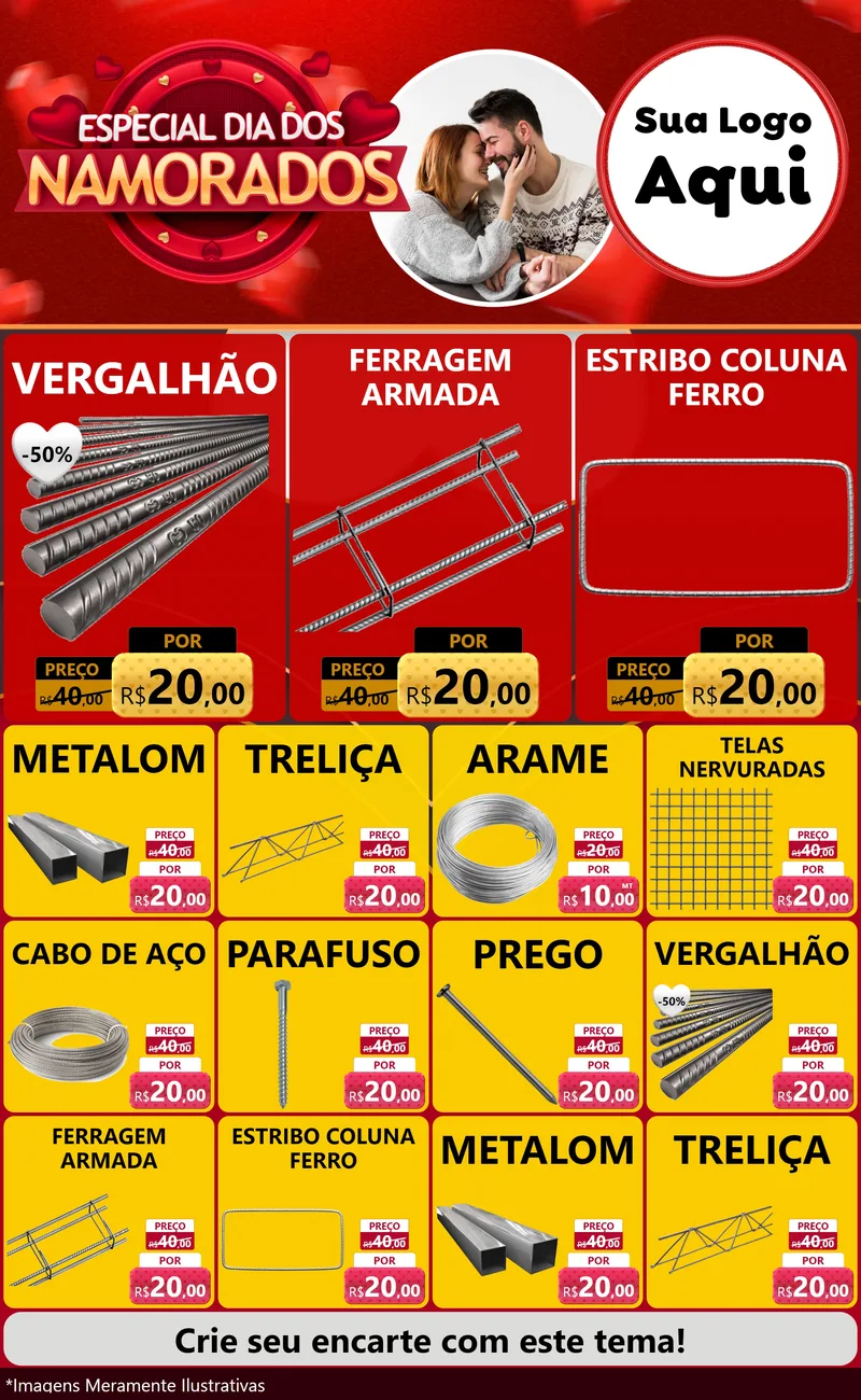 Modelo de Encarte para Encarte Grande com o tema Especial Dia Dos Namorados para Ferragens