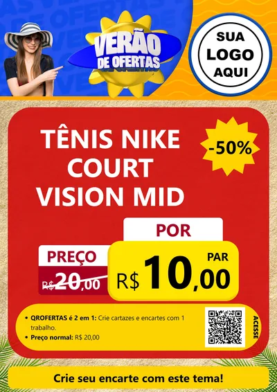 Modelo de Cartaz para Cartaz A4 Vertical com o tema Verão de Ofertas para Calçados