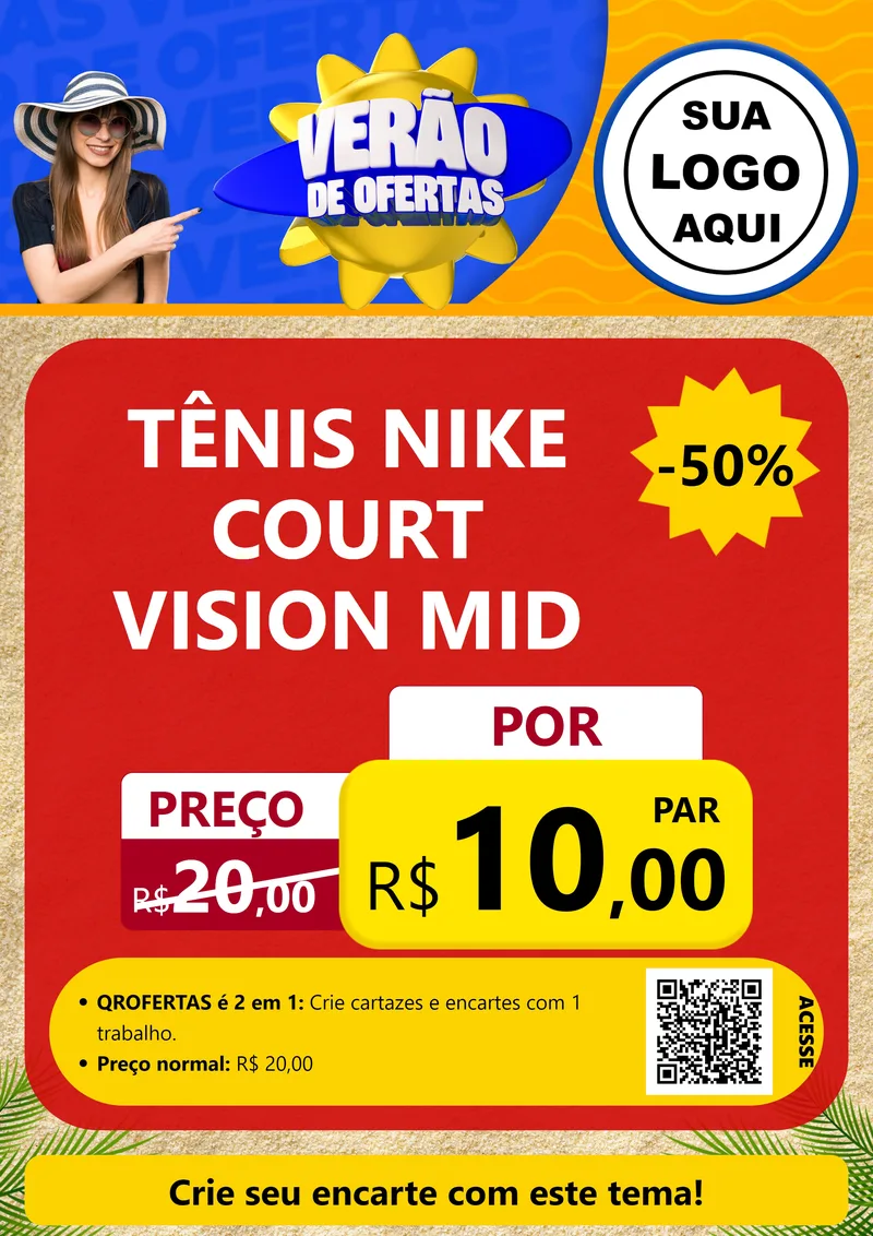 Modelo de Cartaz para Cartaz A4 Vertical com o tema Verão de Ofertas para Calçados
