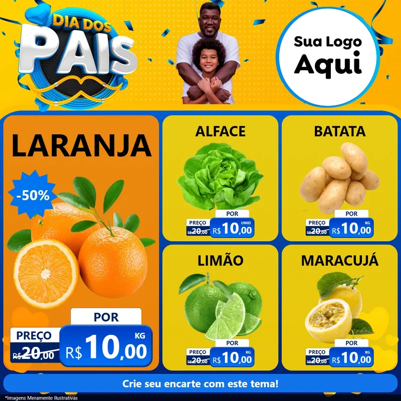 Modelo de Rede Social para Feed Facebook com o tema Dia dos Pais para Hortifrúti