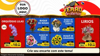 Modelo de TV para TV Horizontal com o tema Super Verão de Ofertas para Floricultura e jardim