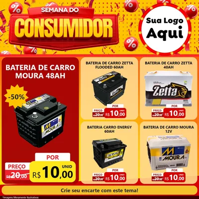 Modelo de Rede Social para Feed Facebook com o tema Semana do Consumidor para Baterias Elétricas
