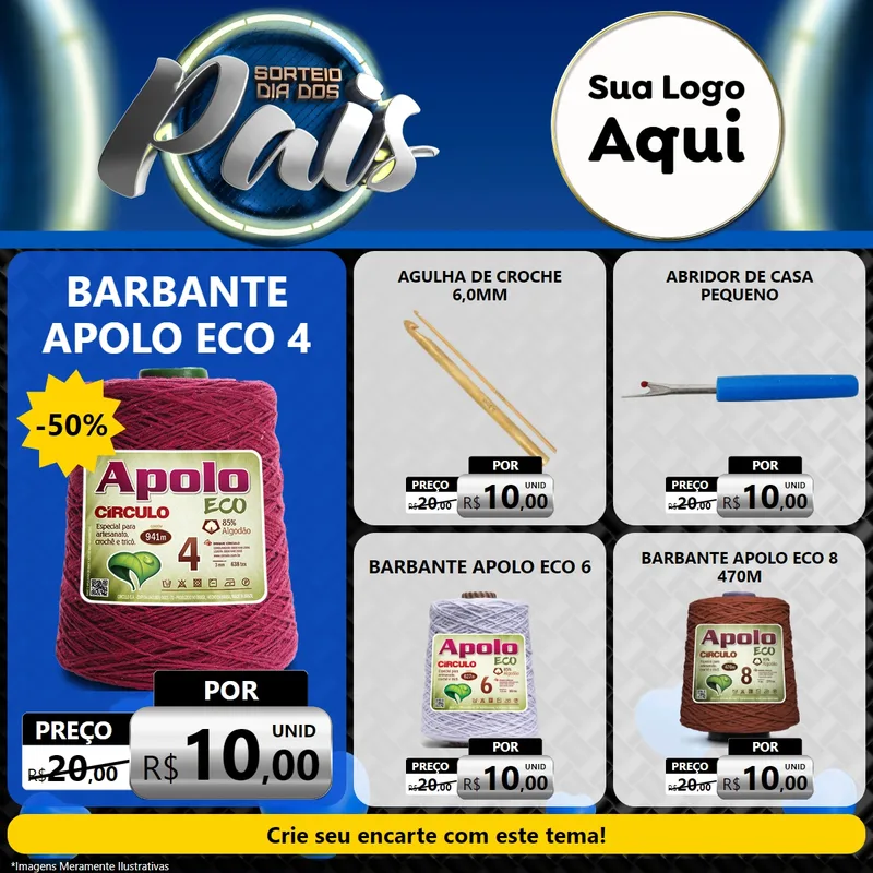Modelo de Rede Social para Feed Facebook com o tema Sorteio Dia Dos Pais para Armarinho e Aviamentos