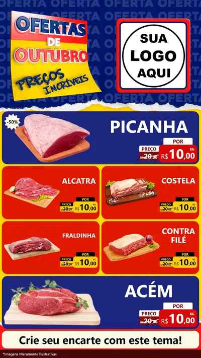 Modelo de TV para TV Vertical com o tema Ofertas de Outubro - Preços Incríveis para Açougue