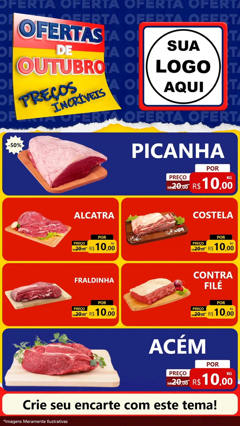 Modelo de TV para TV Vertical com o tema Ofertas de Outubro - Preços Incríveis para Açougue