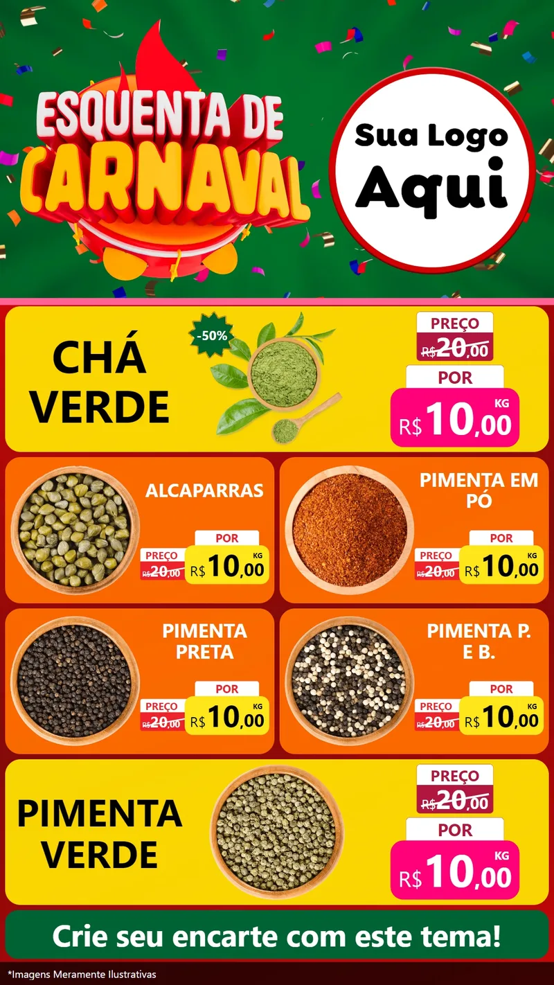 Modelo de TV para TV Vertical com o tema Esquenta de Carnaval para Produtos Naturais