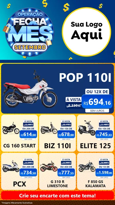 Modelo de Rede Social para Stories com o tema Operação Fecha Mês Setembro para Concessionaria de Motos