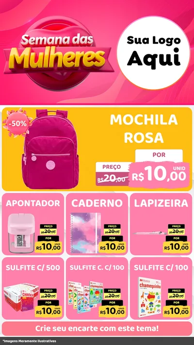 Modelo de Rede Social para Stories com o tema Semana das Mulheres para Papelaria