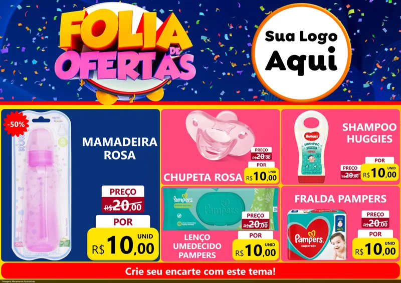 Modelo de Encarte para Encarte A4 Horizontal com o tema Folia de Ofertas para Bebês