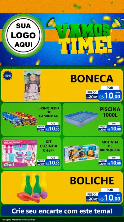 Modelo de TV para TV Vertical com o tema Vamos Time! para Brinquedos