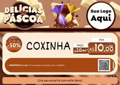 Modelo de Cartaz para Cartaz A4 Horizontal com o tema Delícias de Páscoa para Salgadaria