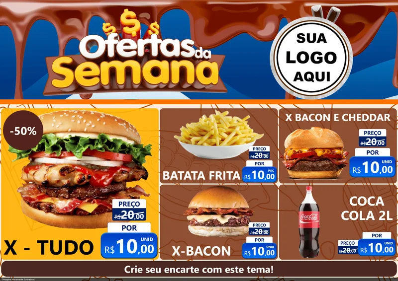 Modelo de Encarte para Encarte A4 Horizontal com o tema Ofertas da Semana - Páscoa para Hamburgueria