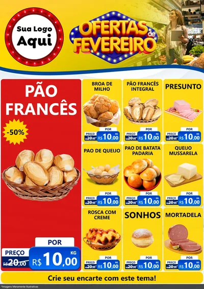 Modelo de Encarte para Encarte A4 Vertical com o tema Ofertas de Fevereiro para Padaria